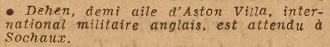 Annonce L'Equipe du 26 Juillet 1946 sur arrivée de l escroc Dehen au FC Sochaux Montbéliard