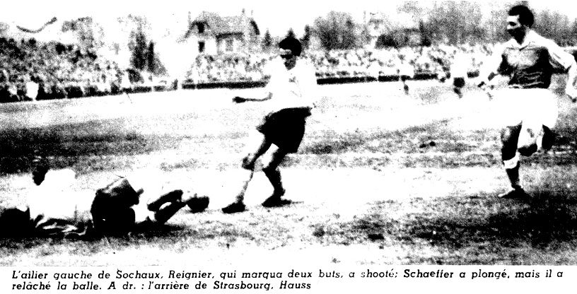 photo grande victoire 5 à 0 du FC Sochaux Monbéliard contre le RC Strasbourg le 05 Novembre 1950