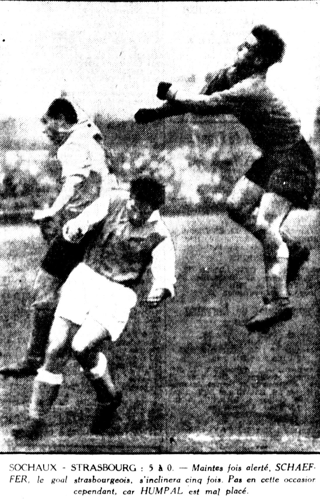 photo grande victoire 5 à 0 du FC Sochaux Monbéliard contre le RC Strasbourg le 05 Novembre 1950
