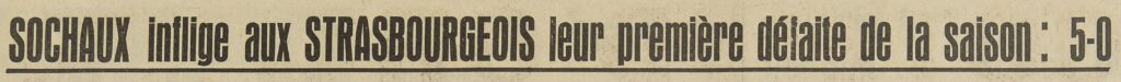 titre journal grande victoire 5 à 0 du FC Sochaux Monbéliard contre le RC Strasbourg le 05 Novembre 1950