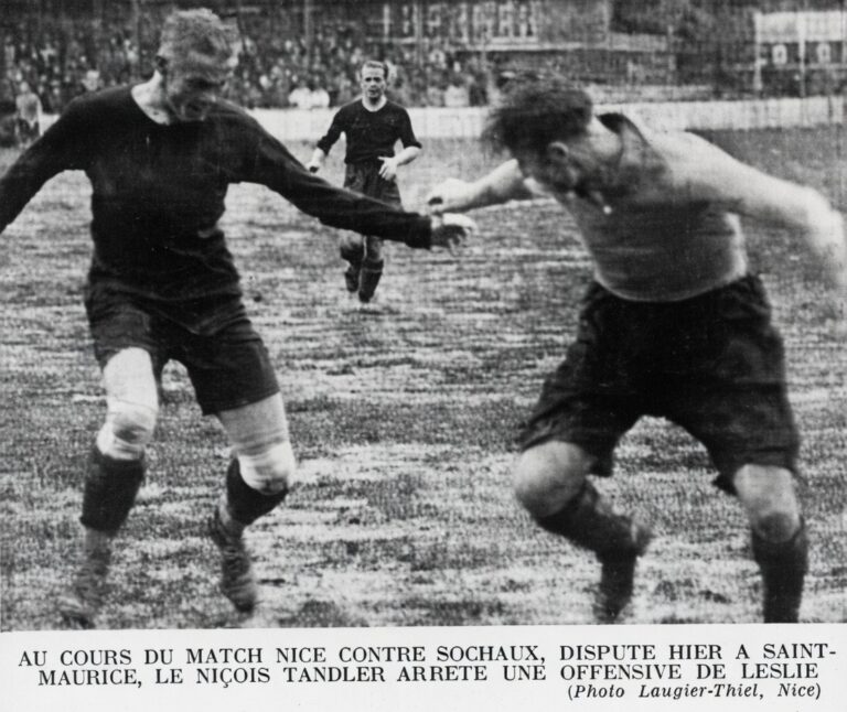 Leslie Miller en Novembre 1933 lors du match FC Sochaux Montbéliard Vs Nice