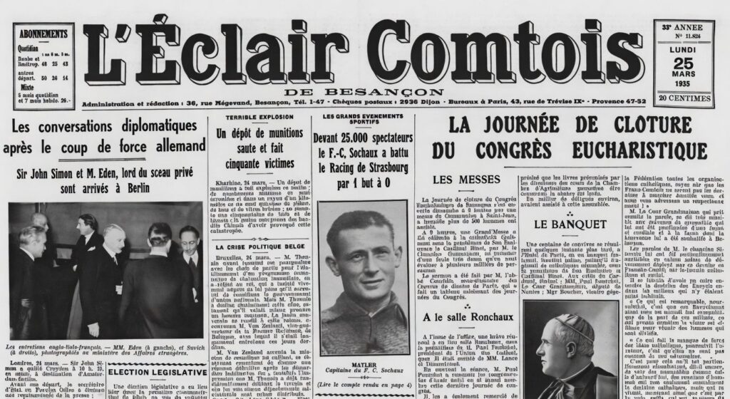 Une après match Strasbourg Sochaux du 24 Mars 1935
